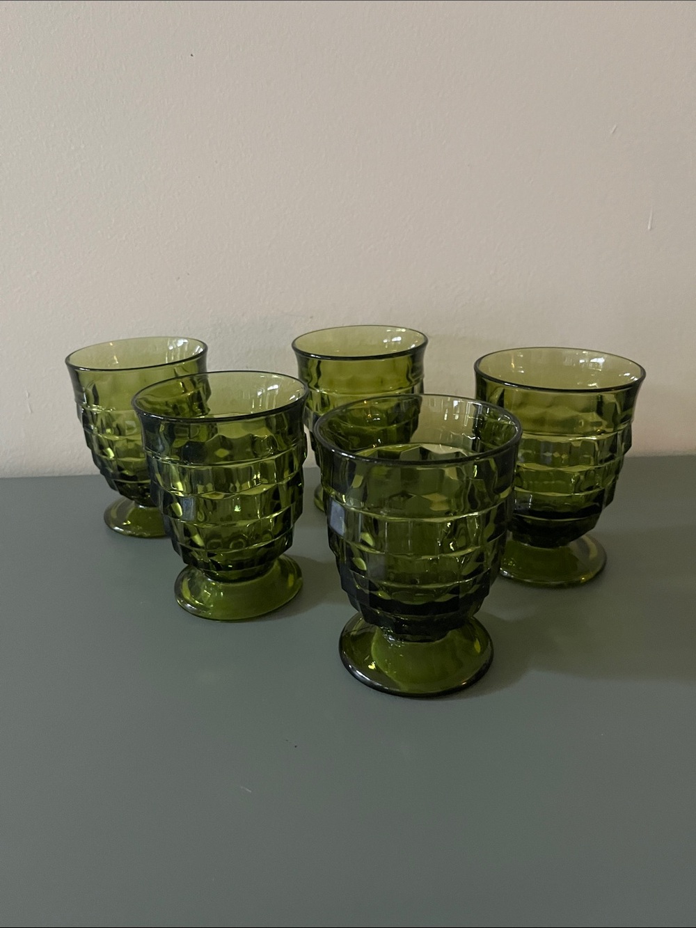 Vintage Indiana Glass Company Footed Tumbler or Juice Glasses- Set of 5